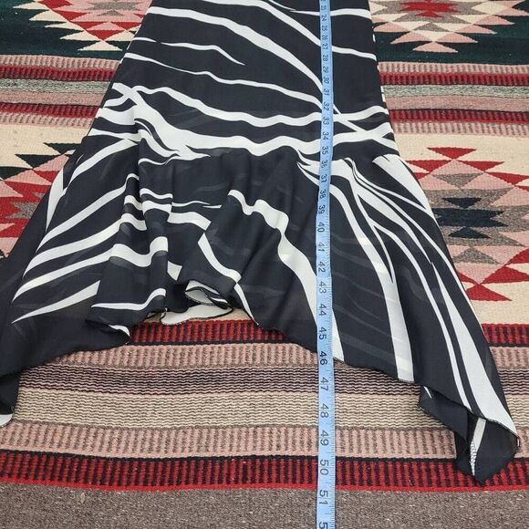 Vtg 90s Charlotte Russe Asymmetrical Halter Dress Sz 2XS Black White‎ Zebra USA - Picture 9 of 9